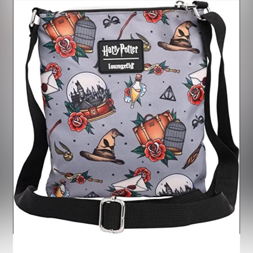 New Loungefly Harry Potter Tattoo Print Crossbody Bag Multicolor Unisex 9x8